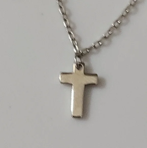 925 sterling silver cross charms necklace 18" euc dainty chain crosses religious - Picture 7 of 7